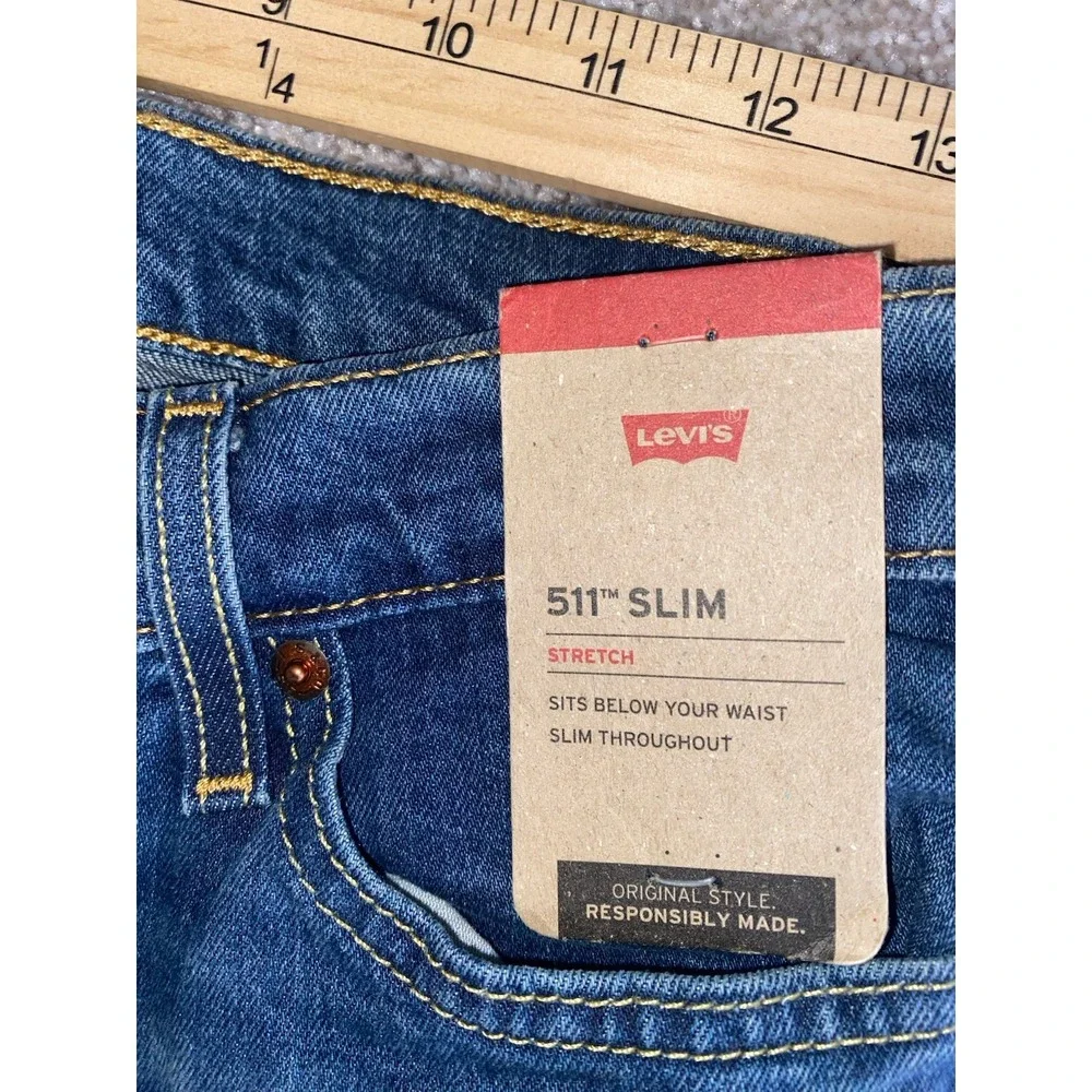 Levi's 511 Slim Fit Stretch Jeans Blue Denim Mens 28x29 Western Work Casual Camo